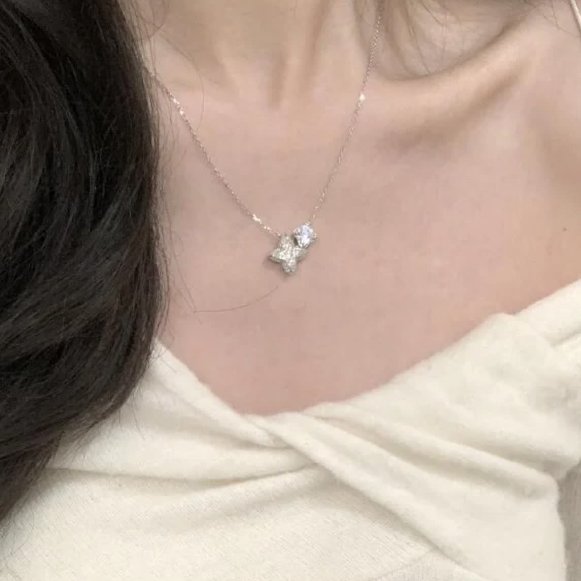 Van Cleef & Arpels Silver Star Diamond Pendant Necklace